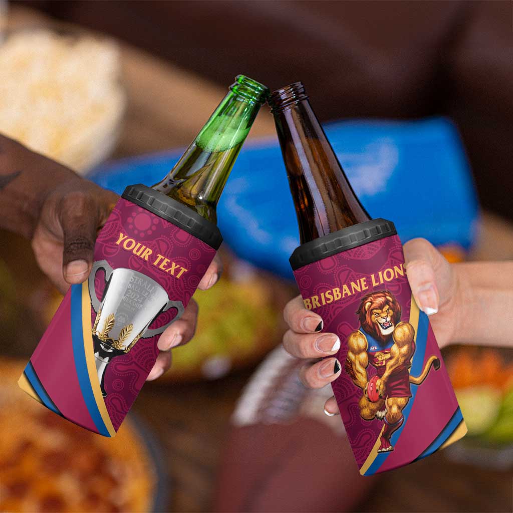 Personalised AFL Brisbane Lions 4 in 1 Can Cooler Tumbler 2024 We Are The Champions - Trophy Style