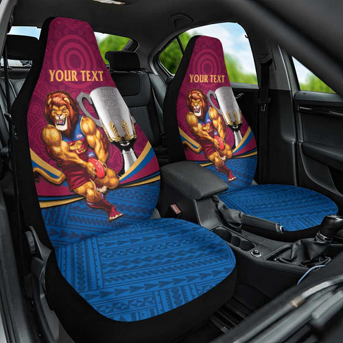 Personalised AFL Brisbane Lions Car Seat Cover 2024 We Are The Champions - Trophy Style