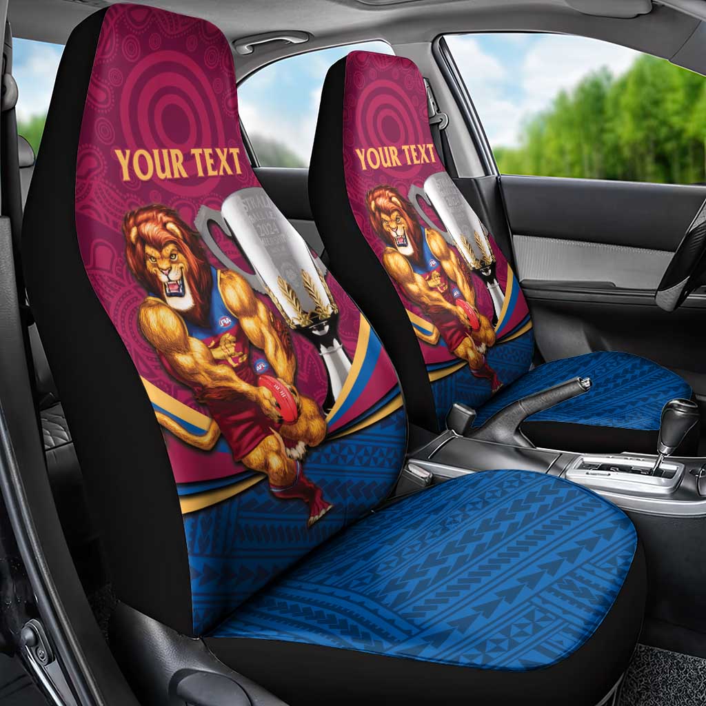 Personalised AFL Brisbane Lions Car Seat Cover 2024 We Are The Champions - Trophy Style