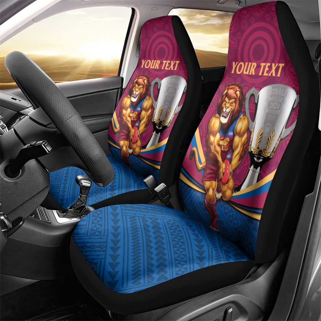 Personalised AFL Brisbane Lions Car Seat Cover 2024 We Are The Champions - Trophy Style