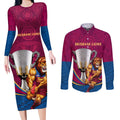 Personalised AFL Brisbane Lions Couples Matching Long Sleeve Bodycon Dress and Long Sleeve Button Shirt 2024 We Are The Champions - Trophy Style