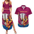 Personalised AFL Brisbane Lions Couples Matching Summer Maxi Dress and Hawaiian Shirt 2024 We Are The Champions - Trophy Style