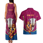 Personalised AFL Brisbane Lions Couples Matching Tank Maxi Dress and Hawaiian Shirt 2024 We Are The Champions - Trophy Style