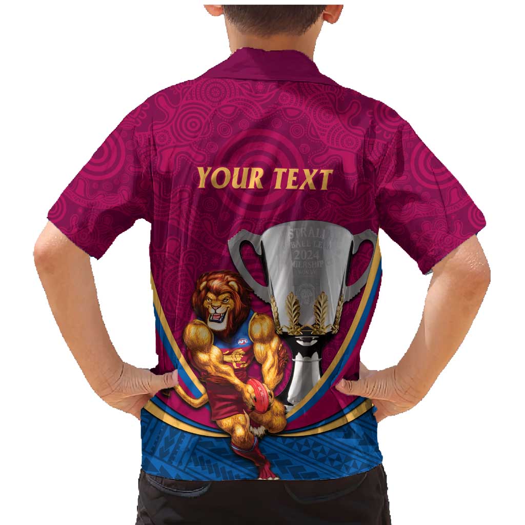 Personalised AFL Brisbane Lions Family Matching Mermaid Dress and Hawaiian Shirt 2024 We Are The Champions - Trophy Style