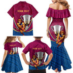 Personalised AFL Brisbane Lions Family Matching Mermaid Dress and Hawaiian Shirt 2024 We Are The Champions - Trophy Style