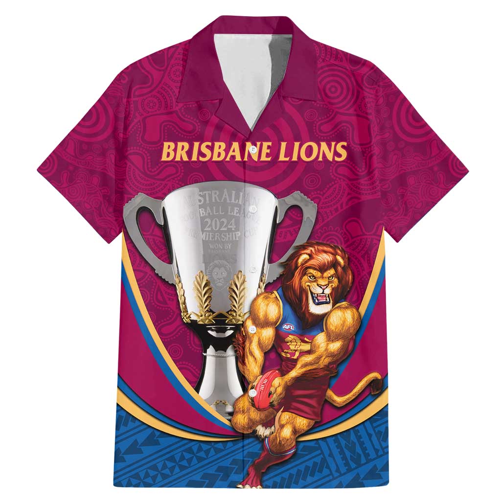 Personalised AFL Brisbane Lions Family Matching Mermaid Dress and Hawaiian Shirt 2024 We Are The Champions - Trophy Style