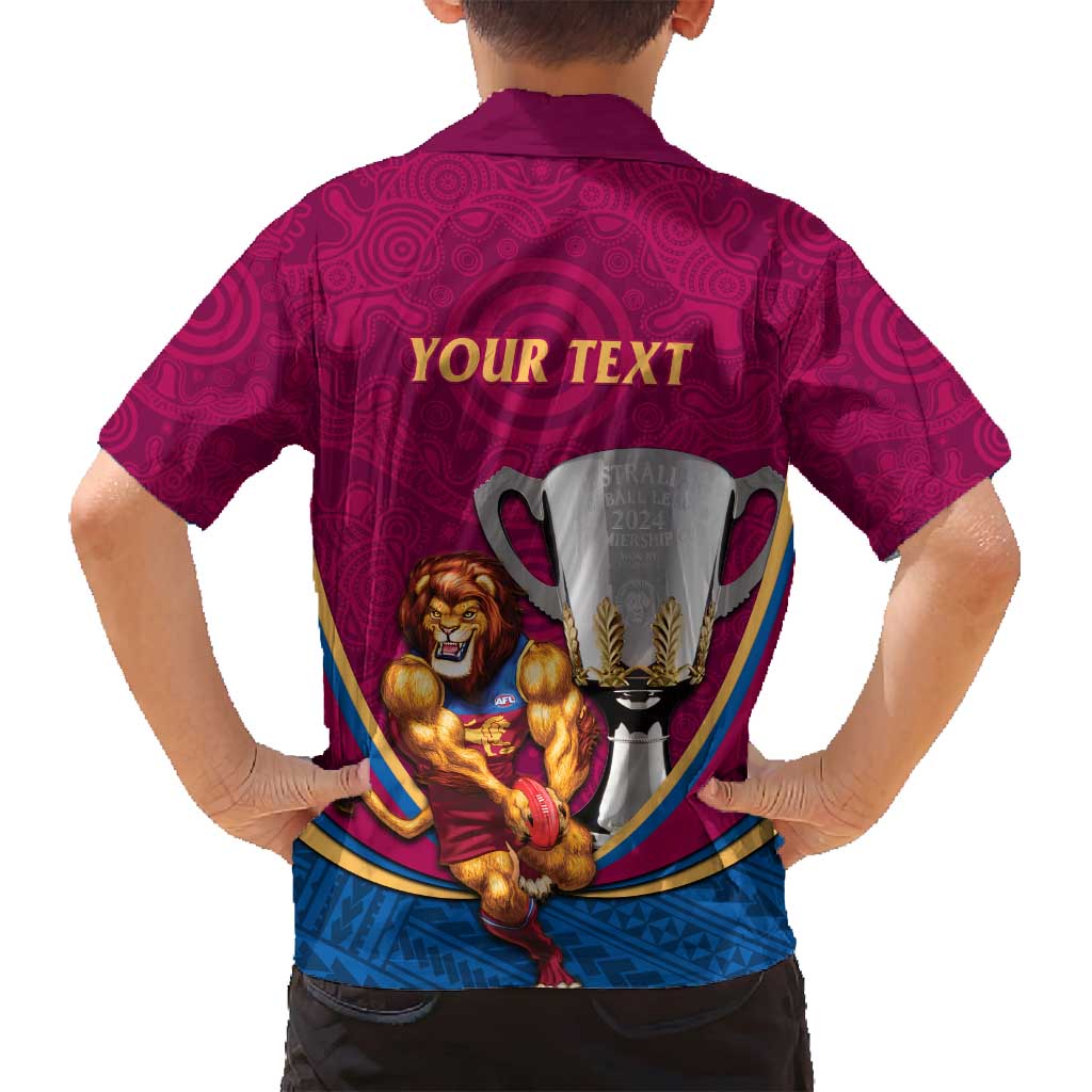 Personalised AFL Brisbane Lions Family Matching Off Shoulder Maxi Dress and Hawaiian Shirt 2024 We Are The Champions - Trophy Style