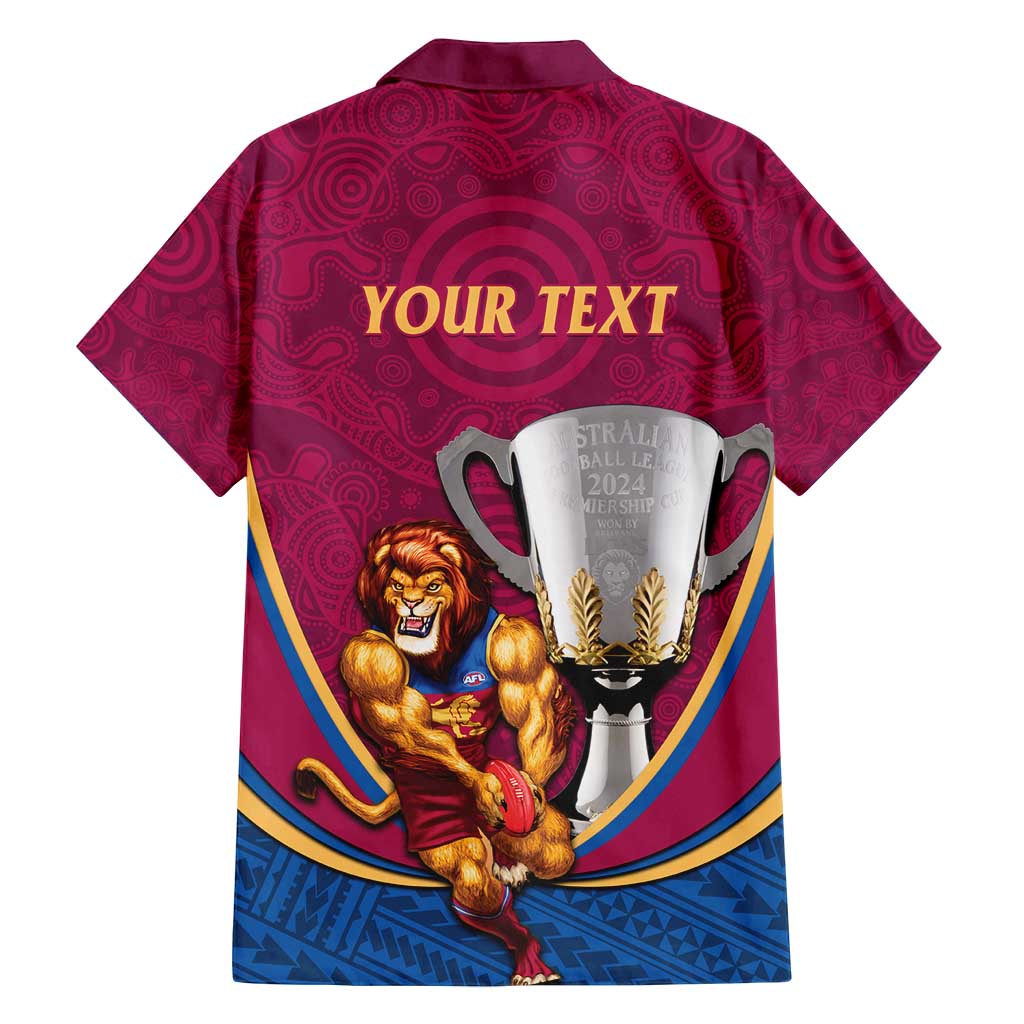Personalised AFL Brisbane Lions Family Matching Off Shoulder Maxi Dress and Hawaiian Shirt 2024 We Are The Champions - Trophy Style