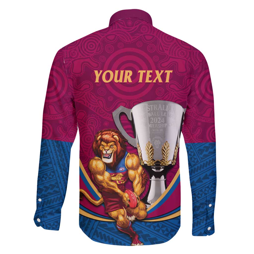 Personalised AFL Brisbane Lions Family Matching Off Shoulder Maxi Dress and Hawaiian Shirt 2024 We Are The Champions - Trophy Style