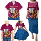 Personalised AFL Brisbane Lions Family Matching Puletasi and Hawaiian Shirt 2024 We Are The Champions - Trophy Style