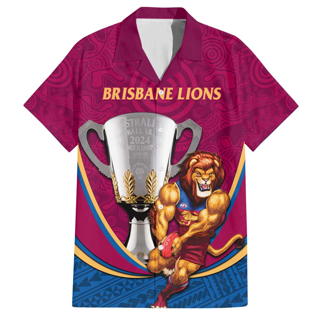 Personalised AFL Brisbane Lions Family Matching Puletasi and Hawaiian Shirt 2024 We Are The Champions - Trophy Style