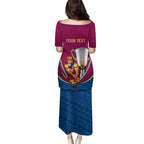 Personalised AFL Brisbane Lions Family Matching Puletasi and Hawaiian Shirt 2024 We Are The Champions - Trophy Style