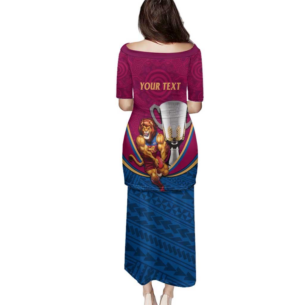 Personalised AFL Brisbane Lions Family Matching Puletasi and Hawaiian Shirt 2024 We Are The Champions - Trophy Style