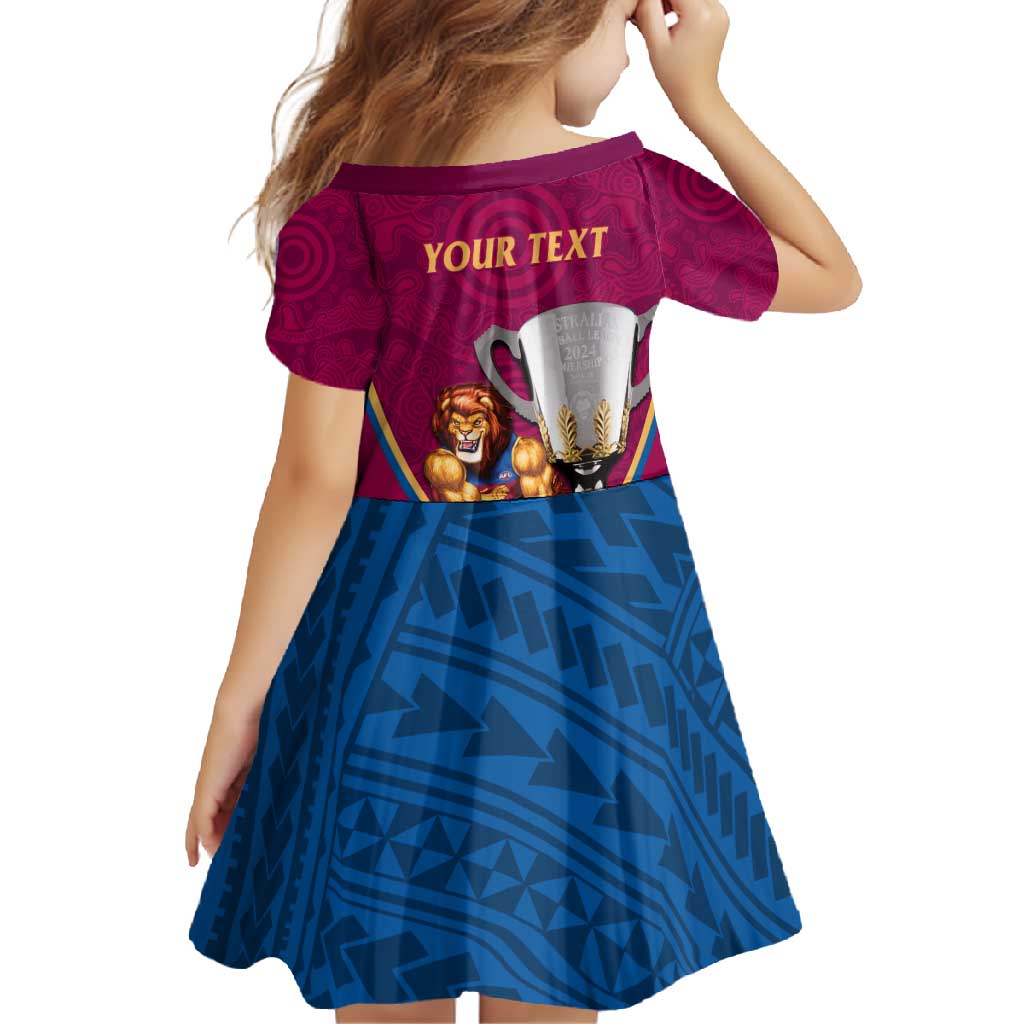 Personalised AFL Brisbane Lions Family Matching Summer Maxi Dress and Hawaiian Shirt 2024 We Are The Champions - Trophy Style