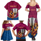 Personalised AFL Brisbane Lions Family Matching Summer Maxi Dress and Hawaiian Shirt 2024 We Are The Champions - Trophy Style