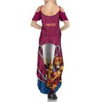 Personalised AFL Brisbane Lions Family Matching Summer Maxi Dress and Hawaiian Shirt 2024 We Are The Champions - Trophy Style