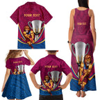 Personalised AFL Brisbane Lions Family Matching Tank Maxi Dress and Hawaiian Shirt 2024 We Are The Champions - Trophy Style