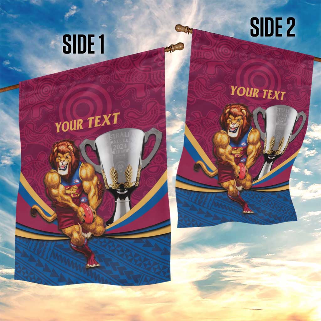 Personalised AFL Brisbane Lions Garden Flag 2024 We Are The Champions - Trophy Style