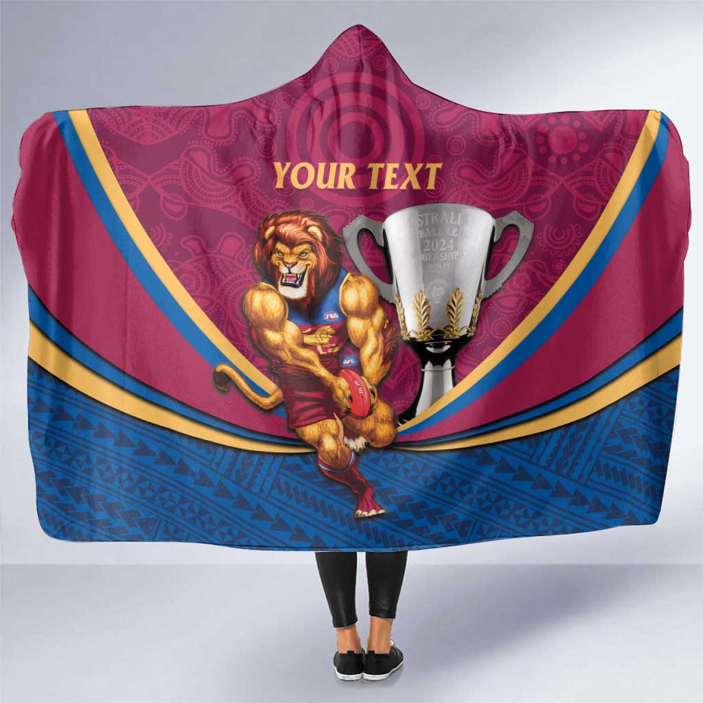 Personalised AFL Brisbane Lions Hooded Blanket 2024 We Are The Champions - Trophy Style