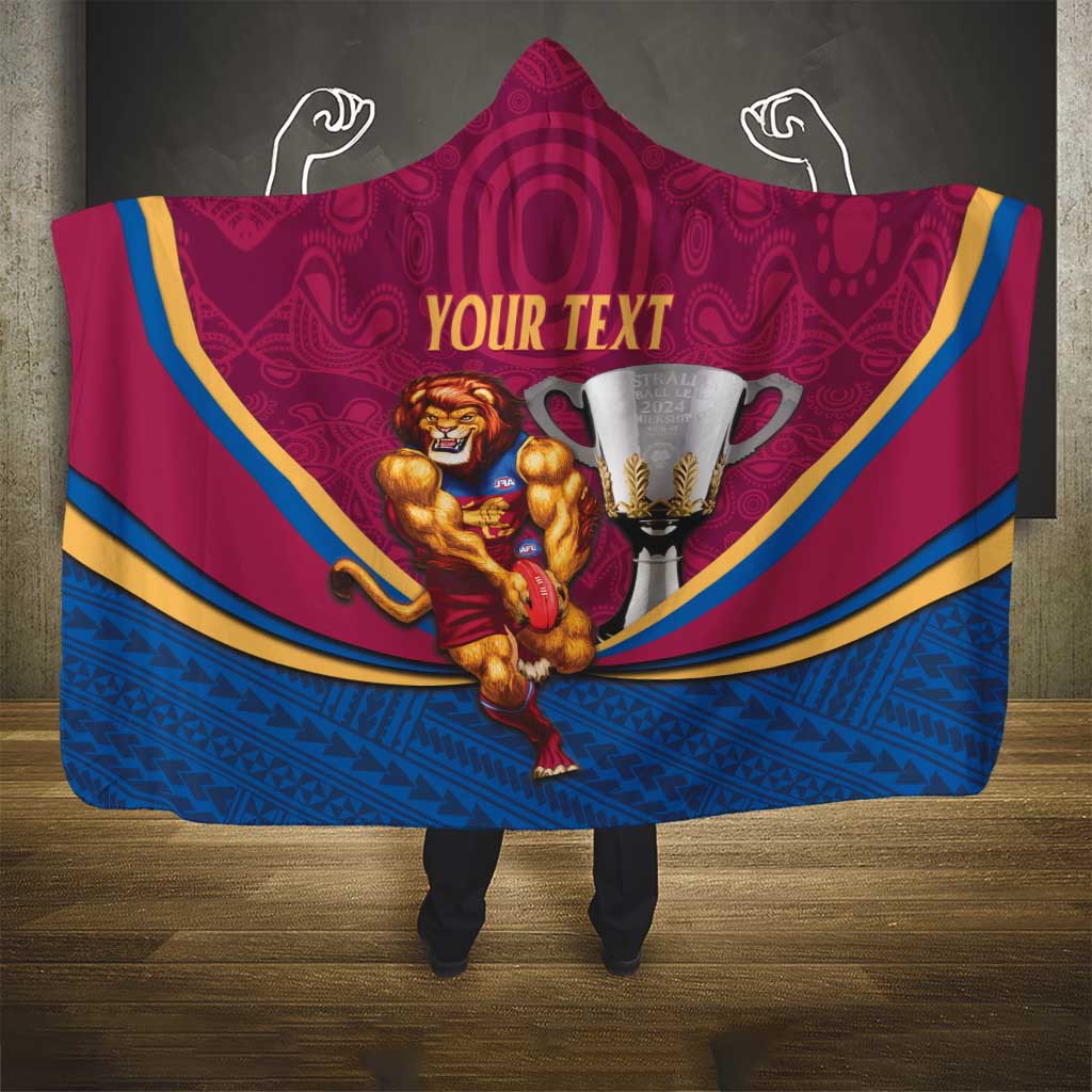 Personalised AFL Brisbane Lions Hooded Blanket 2024 We Are The Champions - Trophy Style