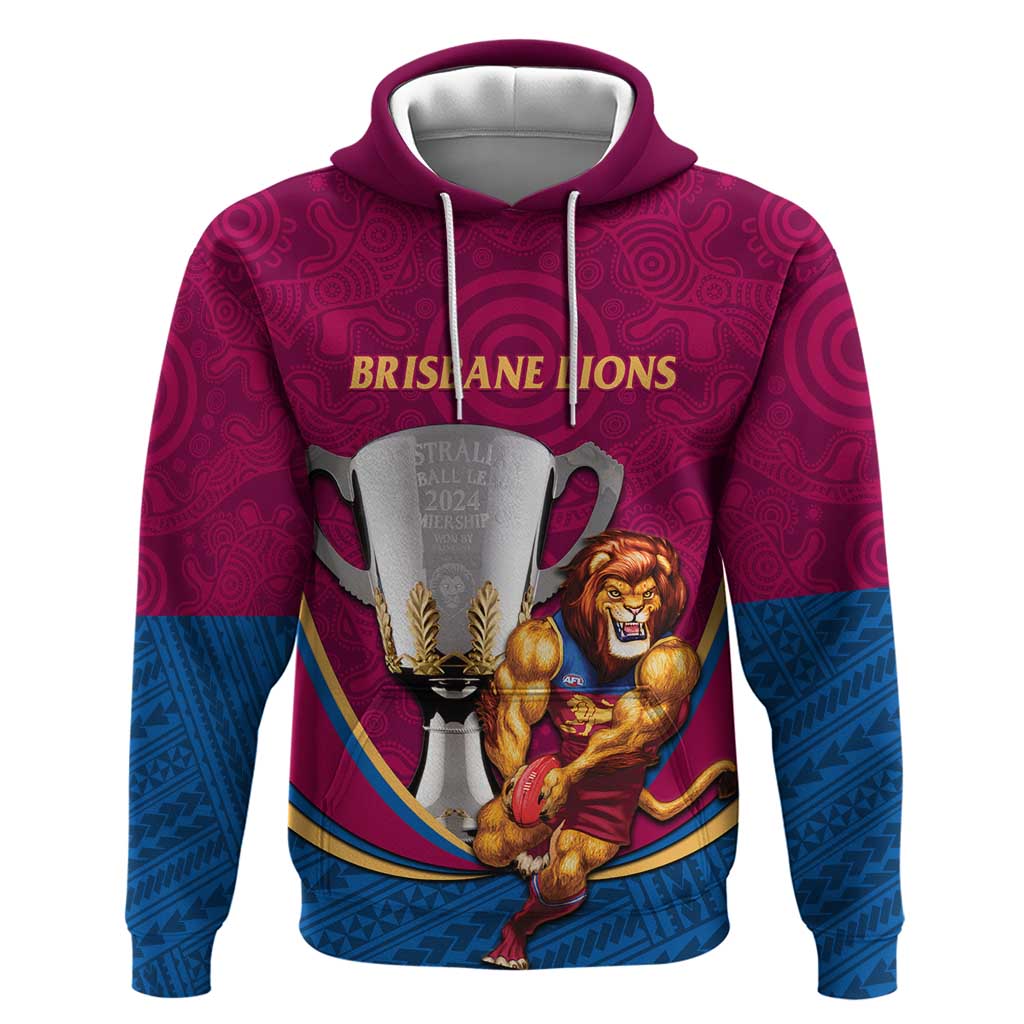 Personalised AFL Brisbane Lions Hoodie 2024 We Are The Champions - Trophy Style