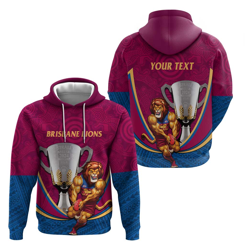 Personalised AFL Brisbane Lions Hoodie 2024 We Are The Champions - Trophy Style