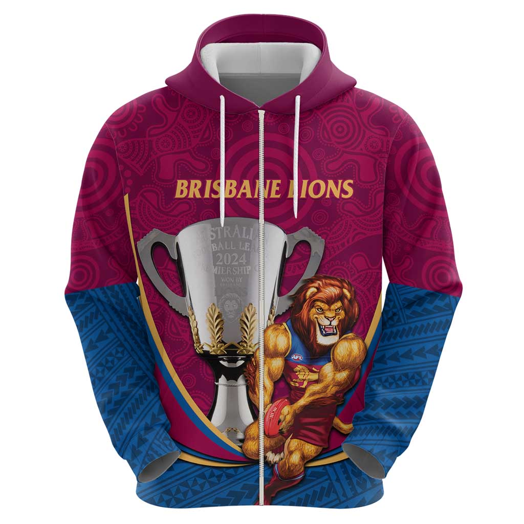 Personalised AFL Brisbane Lions Hoodie 2024 We Are The Champions - Trophy Style