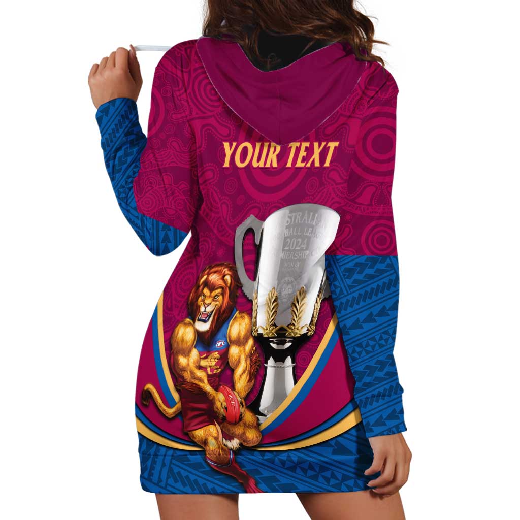 Personalised AFL Brisbane Lions Hoodie Dress 2024 We Are The Champions - Trophy Style