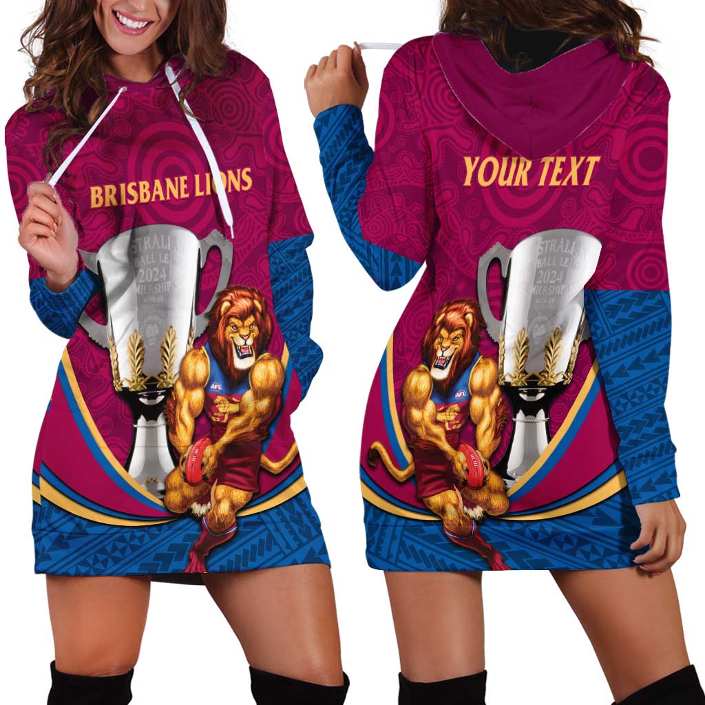 Personalised AFL Brisbane Lions Hoodie Dress 2024 We Are The Champions - Trophy Style