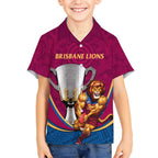 Personalised AFL Brisbane Lions Kid Hawaiian Shirt 2024 We Are The Champions - Trophy Style