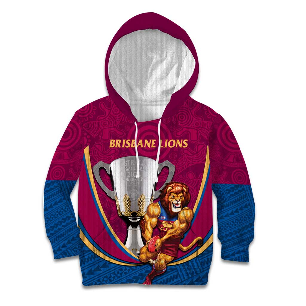 Personalised AFL Brisbane Lions Kid Hoodie 2024 We Are The Champions - Trophy Style