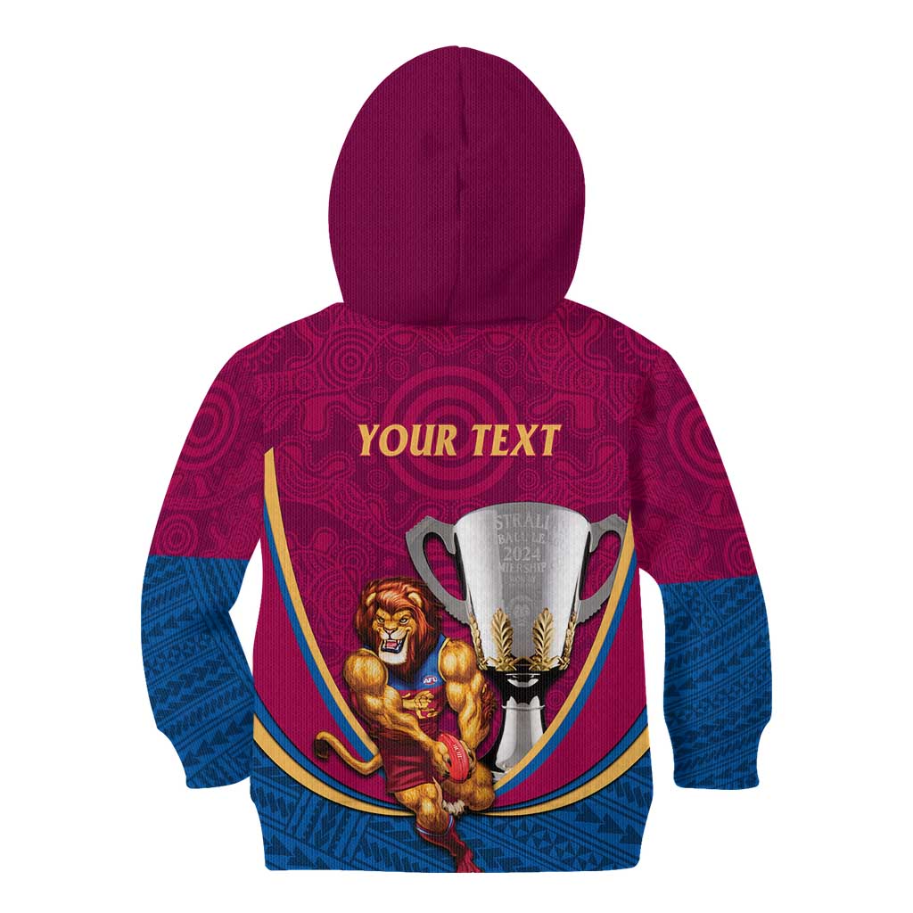 Personalised AFL Brisbane Lions Kid Hoodie 2024 We Are The Champions - Trophy Style