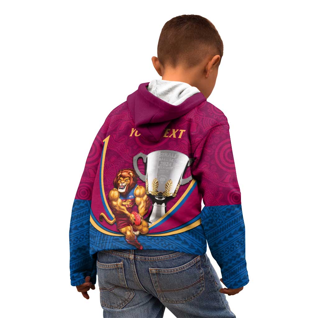 Personalised AFL Brisbane Lions Kid Hoodie 2024 We Are The Champions - Trophy Style