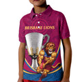 Personalised AFL Brisbane Lions Kid Polo Shirt 2024 We Are The Champions - Trophy Style