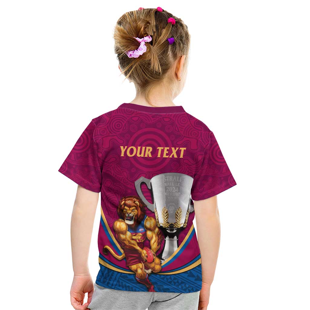 Personalised AFL Brisbane Lions Kid T Shirt 2024 We Are The Champions - Trophy Style