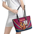 Personalised AFL Brisbane Lions Leather Tote Bag 2024 We Are The Champions - Trophy Style