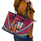 Personalised AFL Brisbane Lions Leather Tote Bag 2024 We Are The Champions - Trophy Style
