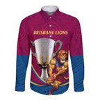Personalised AFL Brisbane Lions Long Sleeve Button Shirt 2024 We Are The Champions - Trophy Style
