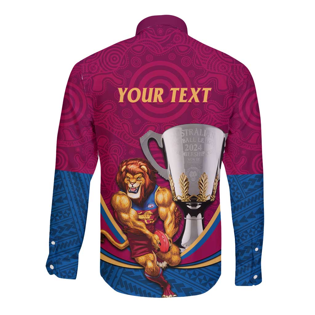Personalised AFL Brisbane Lions Long Sleeve Button Shirt 2024 We Are The Champions - Trophy Style