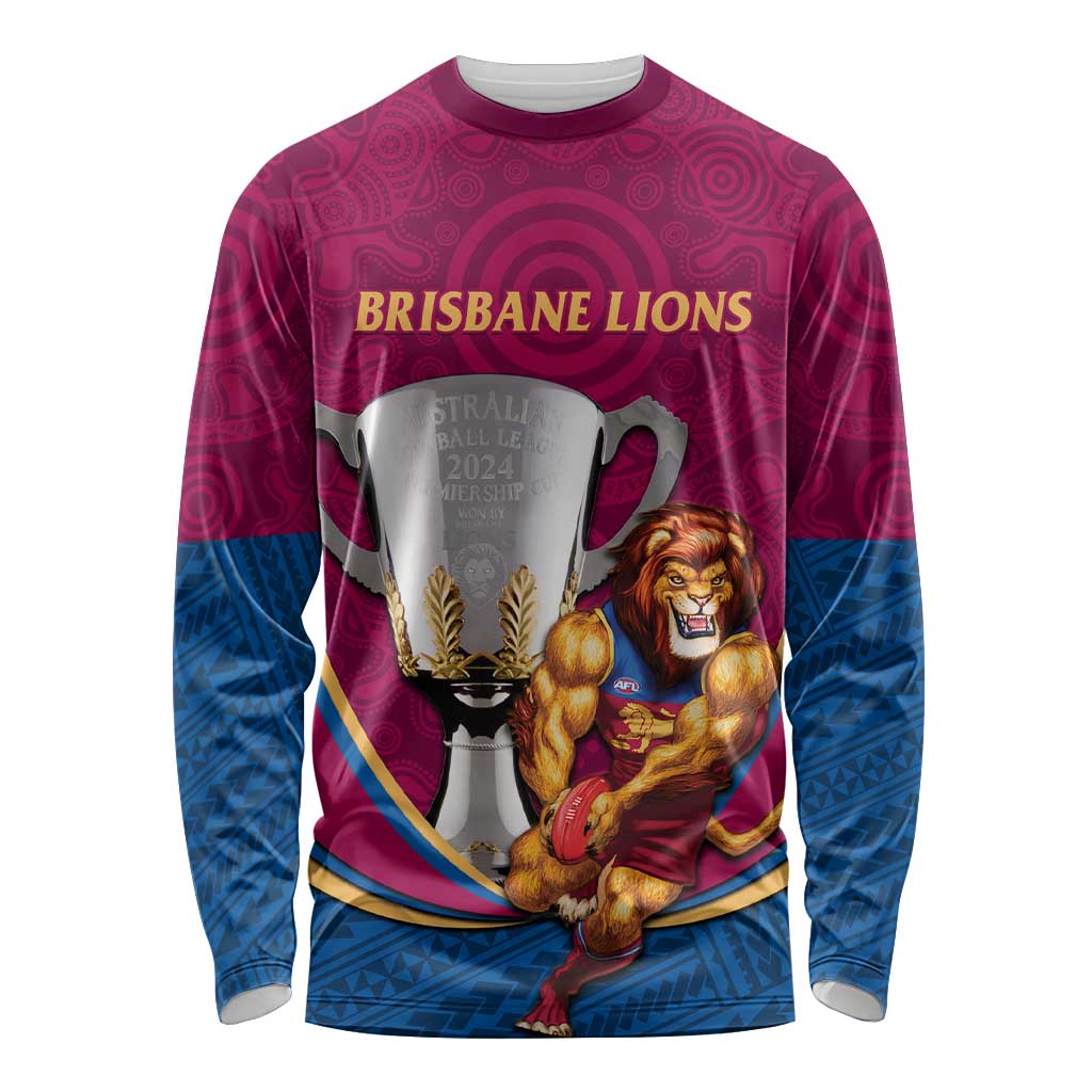Personalised AFL Brisbane Lions Long Sleeve Shirt 2024 We Are The Champions - Trophy Style