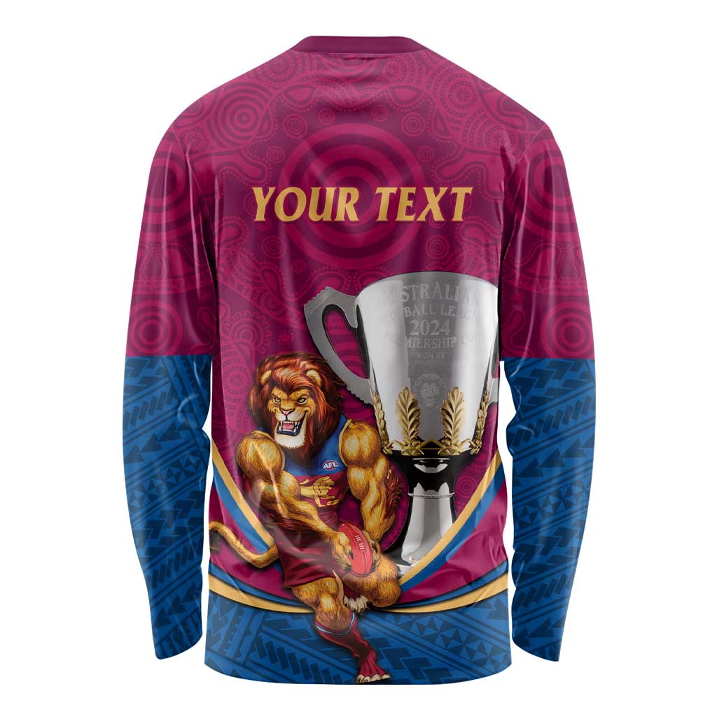 Personalised AFL Brisbane Lions Long Sleeve Shirt 2024 We Are The Champions - Trophy Style