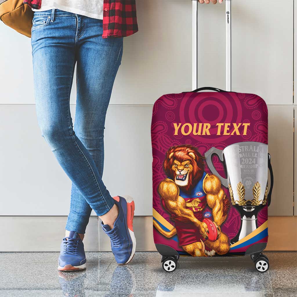 Personalised AFL Brisbane Lions Luggage Cover 2024 We Are The Champions - Trophy Style