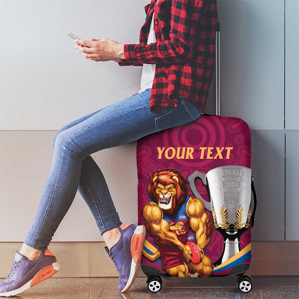 Personalised AFL Brisbane Lions Luggage Cover 2024 We Are The Champions - Trophy Style