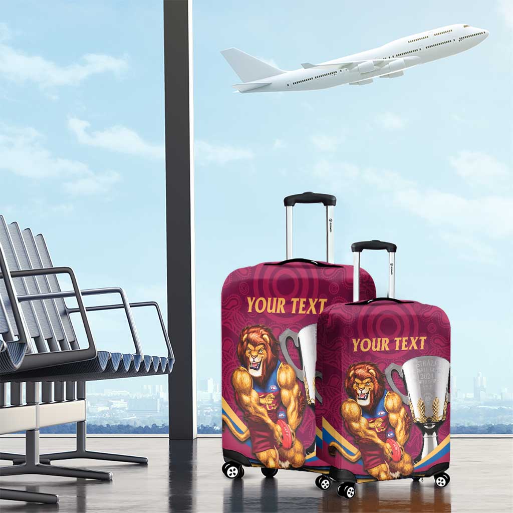 Personalised AFL Brisbane Lions Luggage Cover 2024 We Are The Champions - Trophy Style
