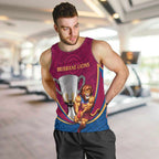 Personalised AFL Brisbane Lions Men Tank Top 2024 We Are The Champions - Trophy Style