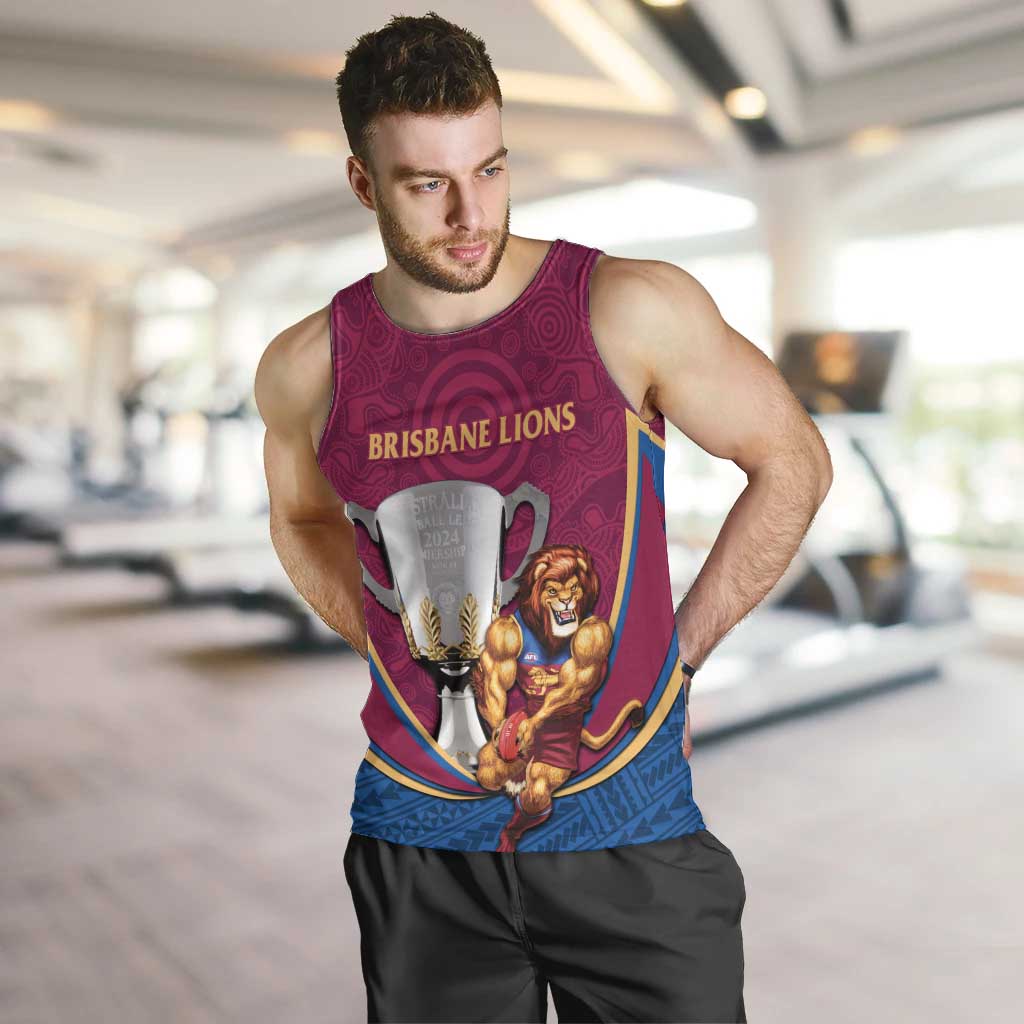 Personalised AFL Brisbane Lions Men Tank Top 2024 We Are The Champions - Trophy Style