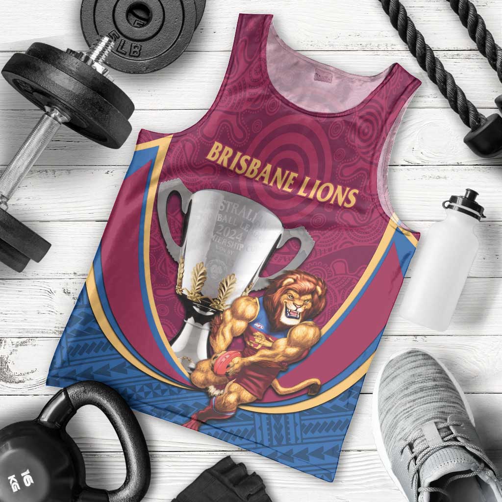 Personalised AFL Brisbane Lions Men Tank Top 2024 We Are The Champions - Trophy Style