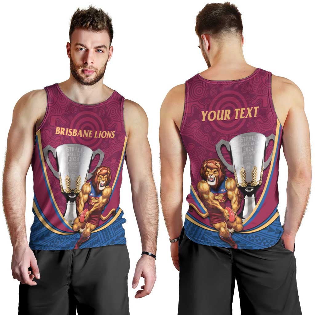 Personalised AFL Brisbane Lions Men Tank Top 2024 We Are The Champions - Trophy Style