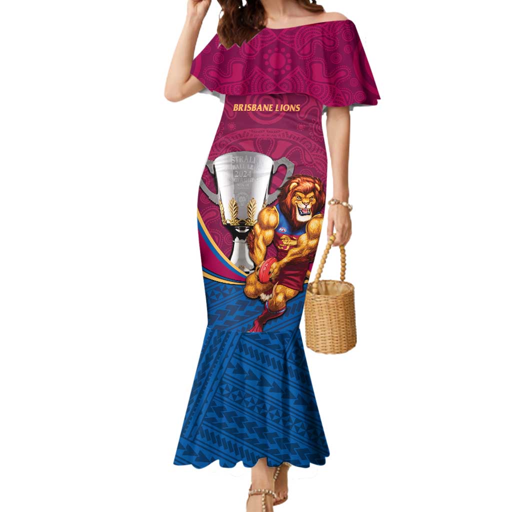 Personalised AFL Brisbane Lions Mermaid Dress 2024 We Are The Champions - Trophy Style