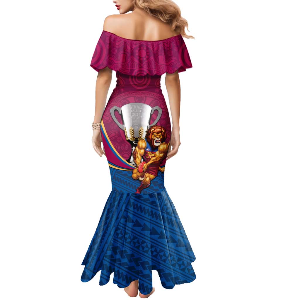 Personalised AFL Brisbane Lions Mermaid Dress 2024 We Are The Champions - Trophy Style